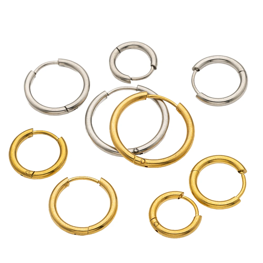 

5Pair 8/10/12/14/18/20mm Stainless Steel Small Hoop Women Men Piercing Cartilage Hoops Earrings For DIY Ear Helix Punk Jewelry
