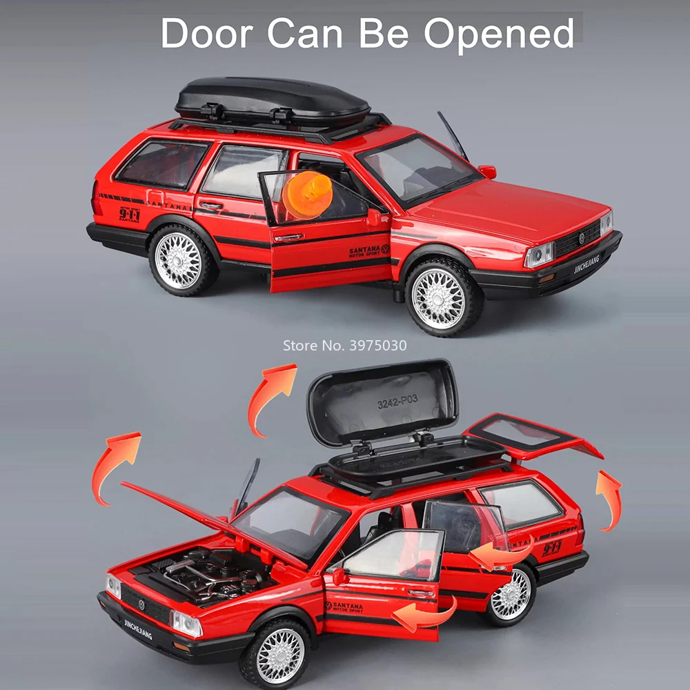 1:32 Santana Wagon Auto's Modellen Speelgoed Legering Diecast Wiel Trek Vintage Auto met Lichte Muziek Voertuigen voor Kinderen Collectie Plezier