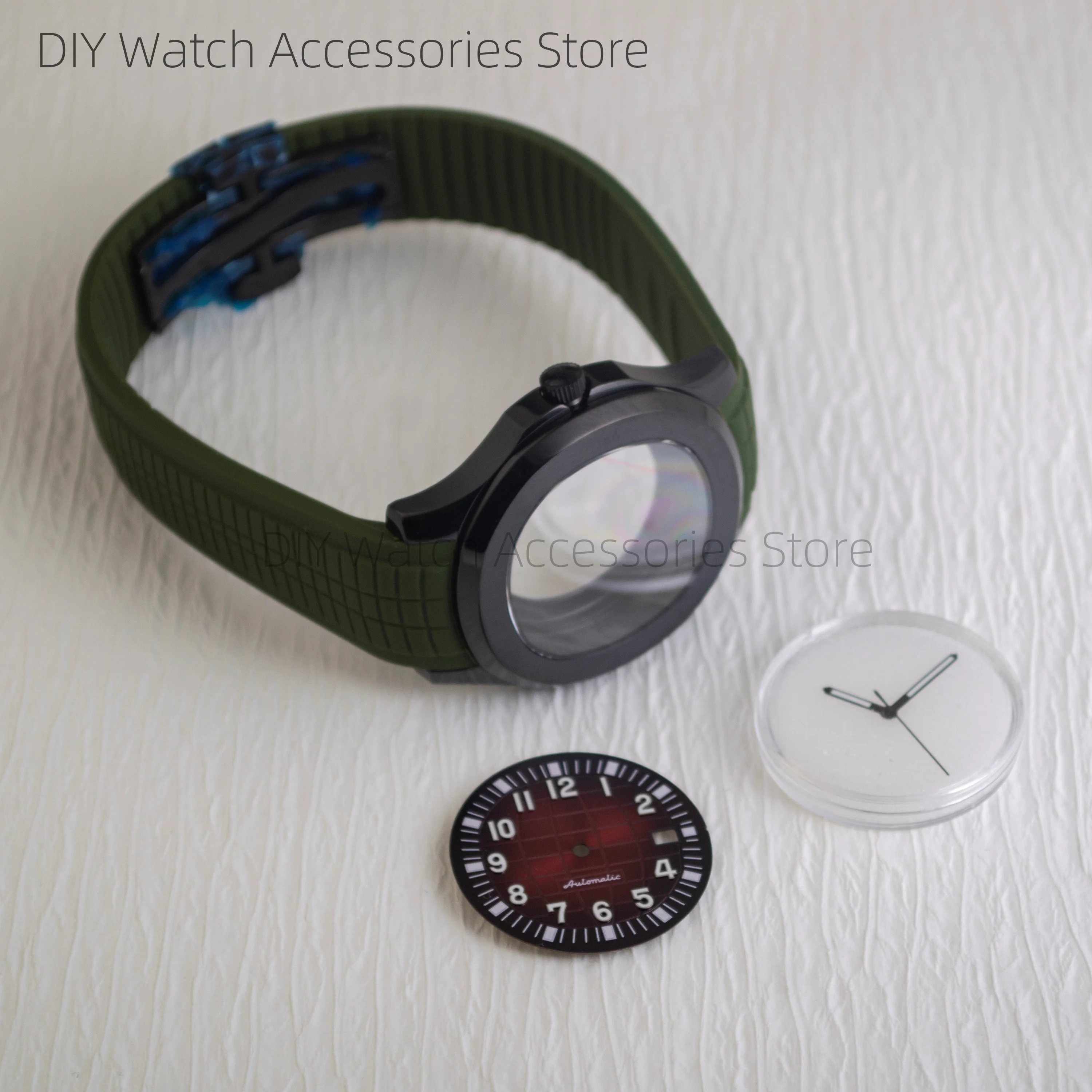 

NH35 Watch Case for AQUANAUT Nautilus Case Dial Rubber Strap Stainless Steel 5ATM Waterproof Watchcase fit NH35 NH36 Movement