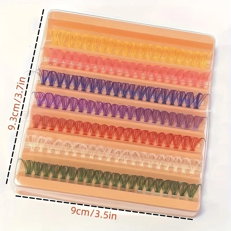 140 pieces of 14mm D curly colored cluster eyelashes, personal eyelashes, personal DIY eyelash expansion kit at home (7 colors)