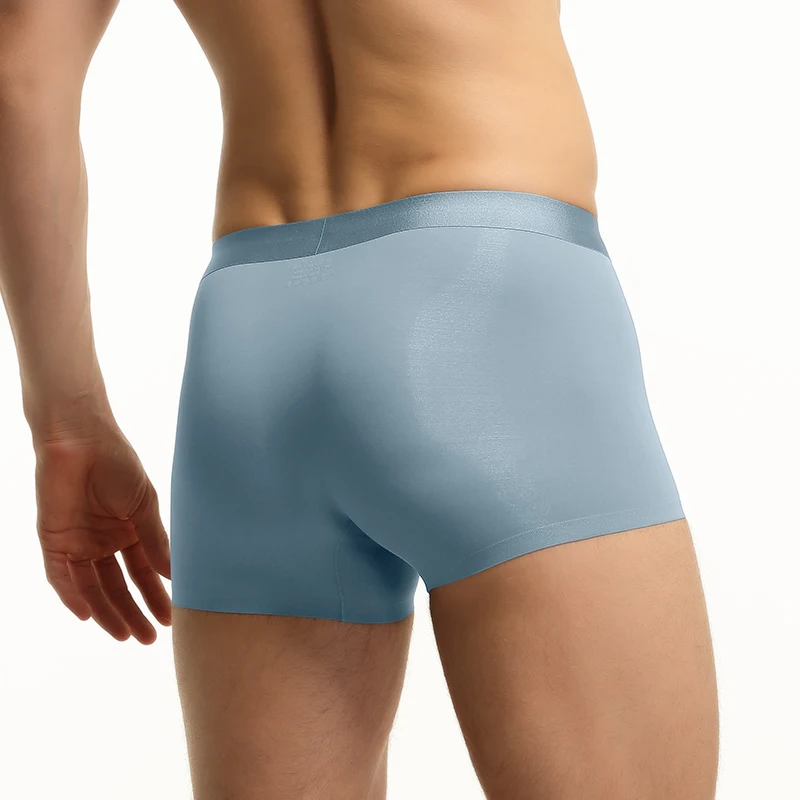 Men's Ice Silk Seamless Boxer Briefs, Comfortable and Breathable Summer Thin Sports Four-Corner Personalized Sh