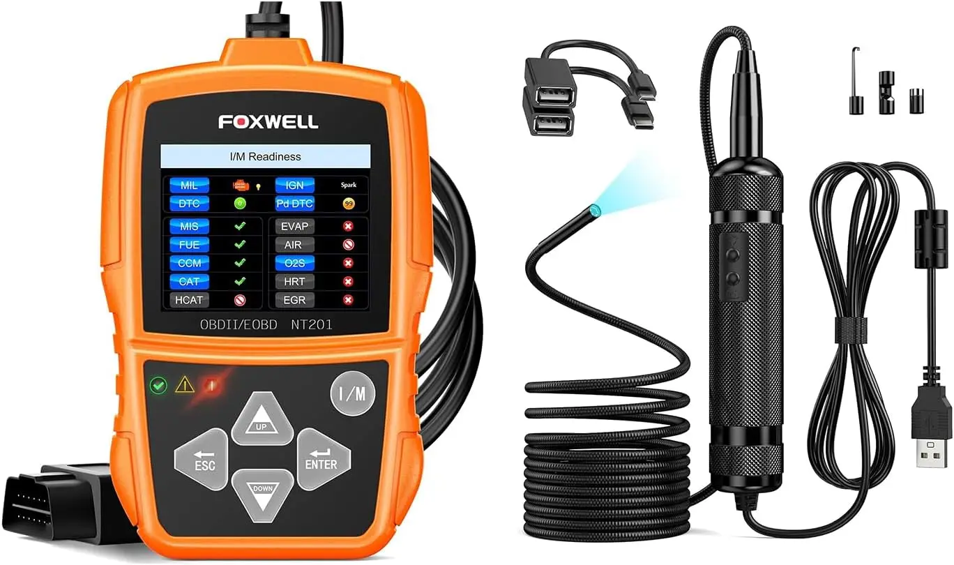VS300 Car Endoscope + NT201 OBD2 Scanner Code Reader for Cars and Trucks