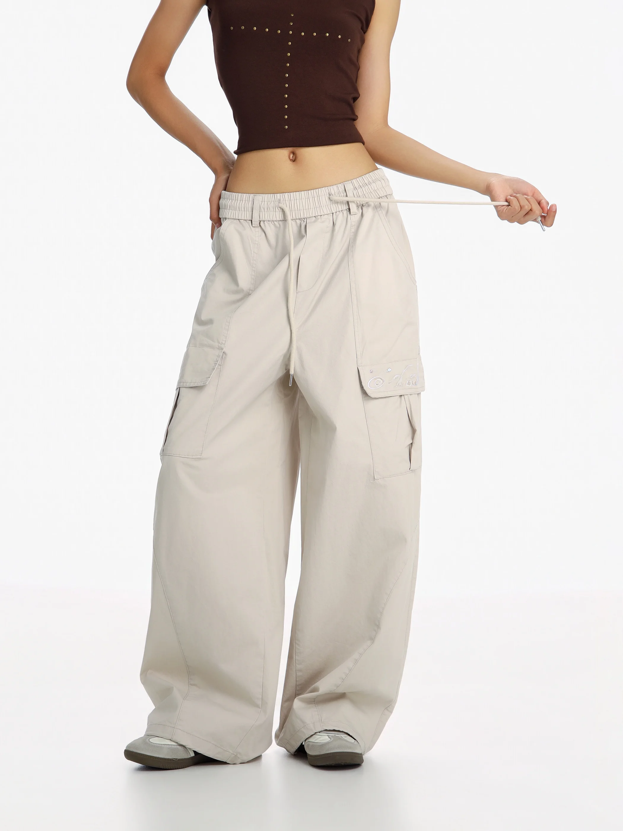 

American Style Casual Pants Women's Quick Dry Loose Wide Leg Straight Cut Workwear Summer 2026 CTBCAPTAINBEER Breathable