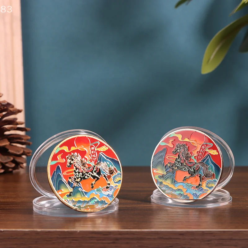 2026 Year Of The Horse Commemorative Medal Colored Horse Zodiac Coins Gold Silver Iron Crafts School Activity Small Gifts
