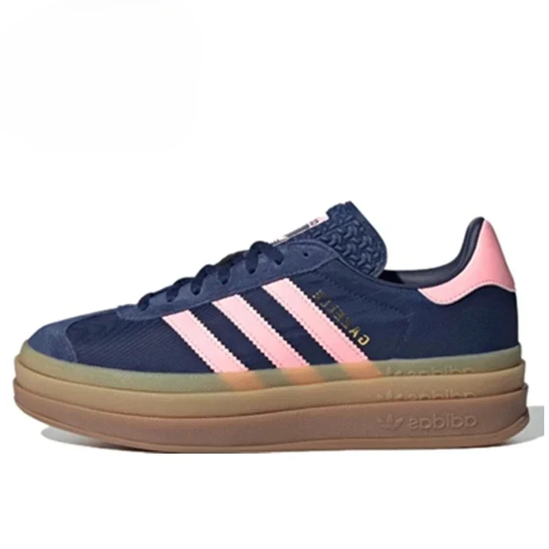 Adidas Originals GAZELLE BOLD Men's Women's Skateboarding Shoes Are Comfortable, Non-slip and Wear Resistant, Dark Blue and Pink