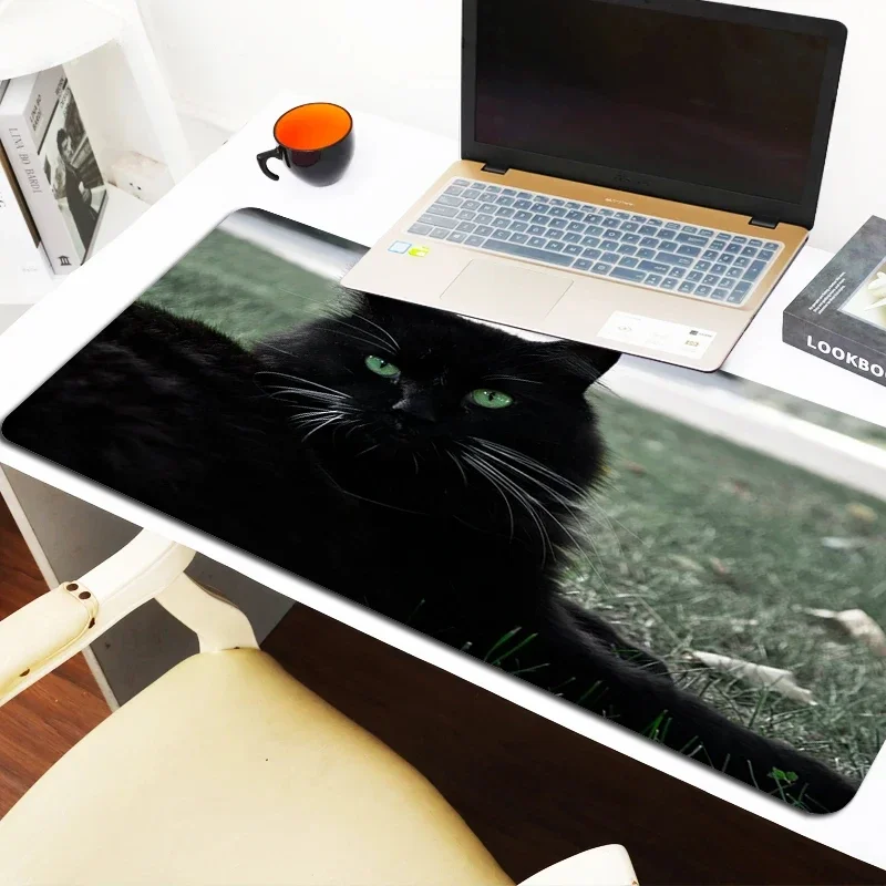 

Black Cat Mouse Mats Gamer Keyboard Pad Computer Desks Desk Accessories Pc Cabinet Games Mousepad Anime Mat Gaming Office Xxl