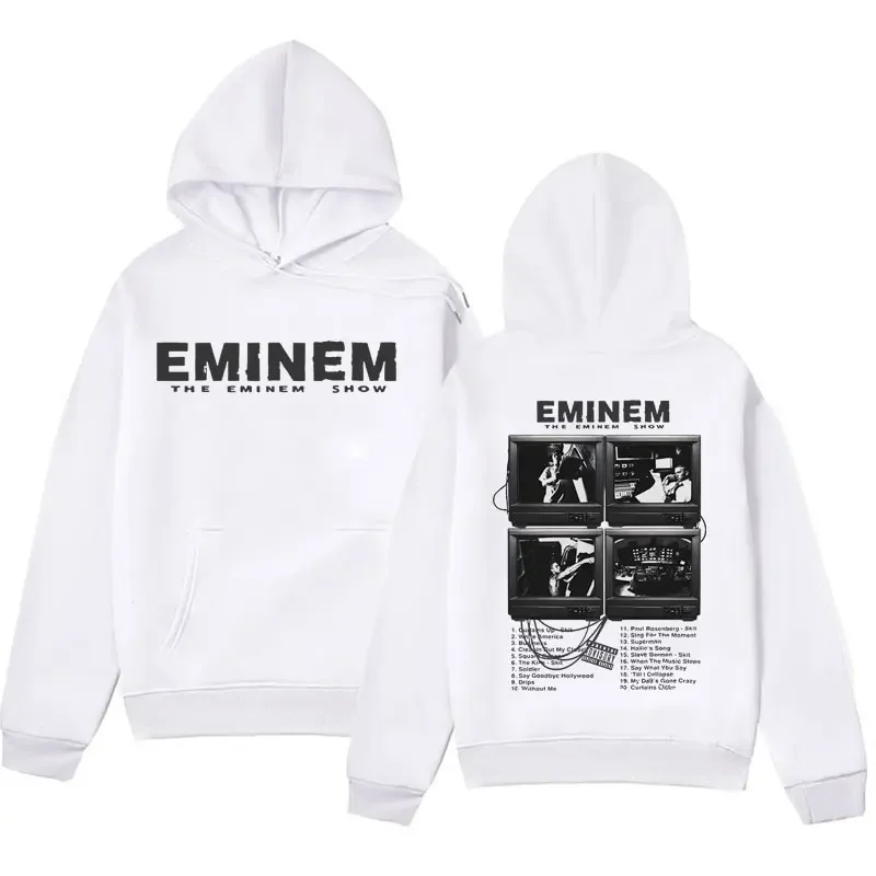 Men\'s and women\'s hooded sweatshirts large streetwear with rapper Eminem prints music albums world tour gifts hip-hop style