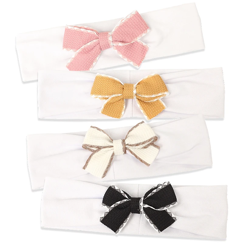 

Cute Child Boys Baby Girls Elastic Cotton Headbands Hairbands Solid Color Soft Stretch Bow knot Headwear Hair bands Accessories