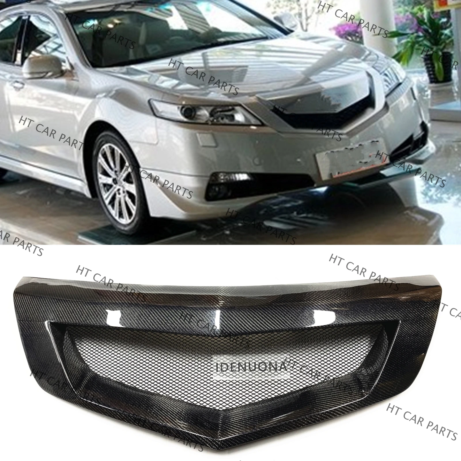 For Acura TL 2009-2011 Sedan 2009 2010 2011 1 Black Carbon Fiber Piece Front Bumper Grill Grille Mesh