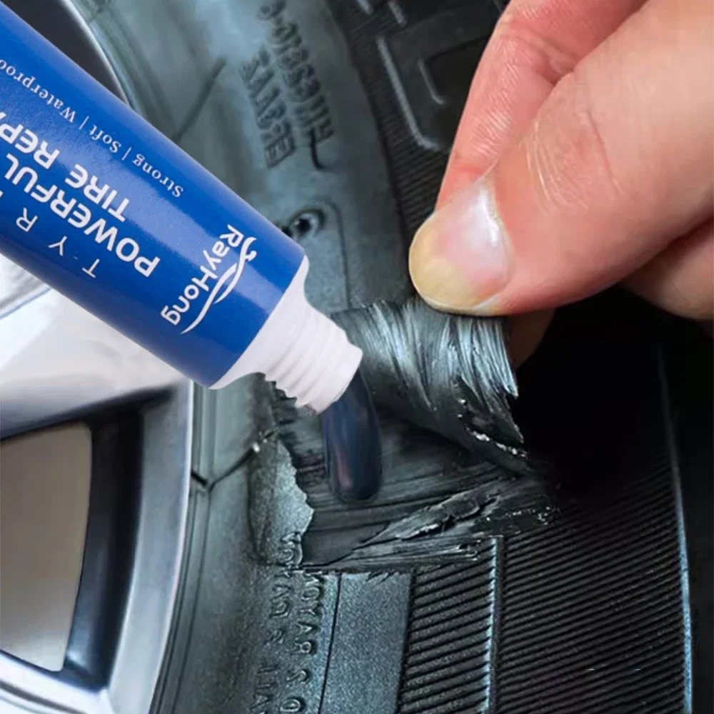 Car Tire Repair Adhesive Black Rubber Tire Side Wall Cracks Scratches Repair Adhesive Tyre Puncture Repair Tools Instant Glue