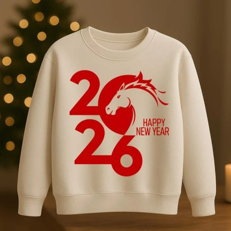 

2026 DXF Год Лошади Svg С Новым годом Простой дизайн Китайский зодиак Рождество Png Осенние и зимние одинаковые толстовки