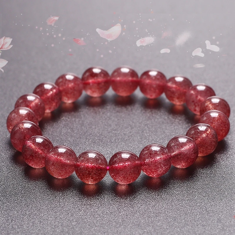 

Natural Red Strawberry Quartz Round Beads Bracelet Jewelry Ice Red Strawberry Clear Beads Jewelry 9mm 10mm 11mm 12mm AAAAAA