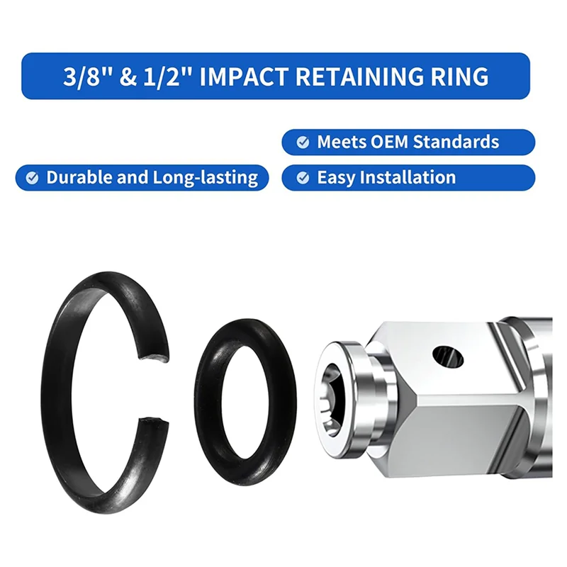 2 Set 1/2Inch And 3/8Inch Impact Retaining Ring Clip With O-Ring For  Electric Or Pneumatic Impact Wrenches-[A04I]