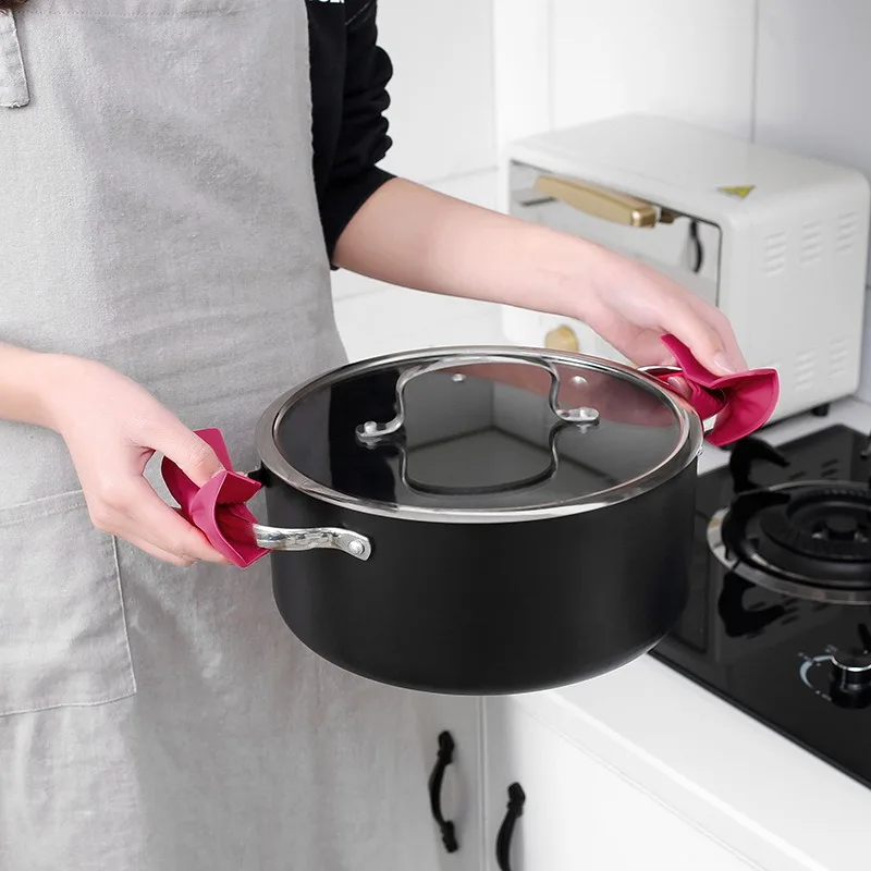 

2Pcs Silicone Pot Clip Anti-slip Grip Bowl Clip Heat Insulation Pot Clip Pan Handle Holder Cooking Supplies Kitchen Accessories