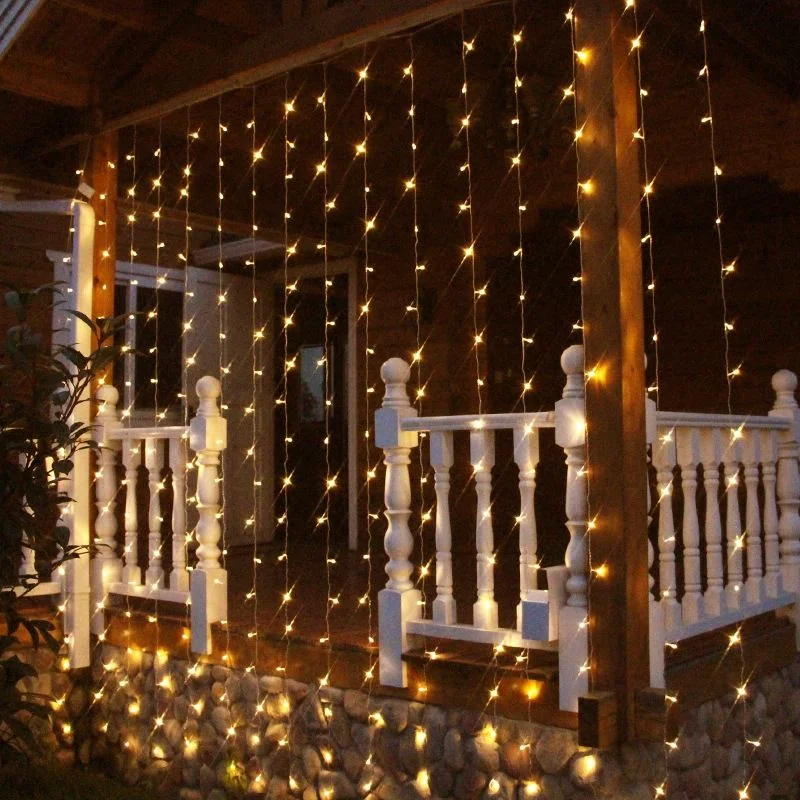 

Solar Curtain LED String Lights Outdoor Fairy Light Solar Lamp Christmas 2024 Decor Great for Birthday Wedding Patio Garden