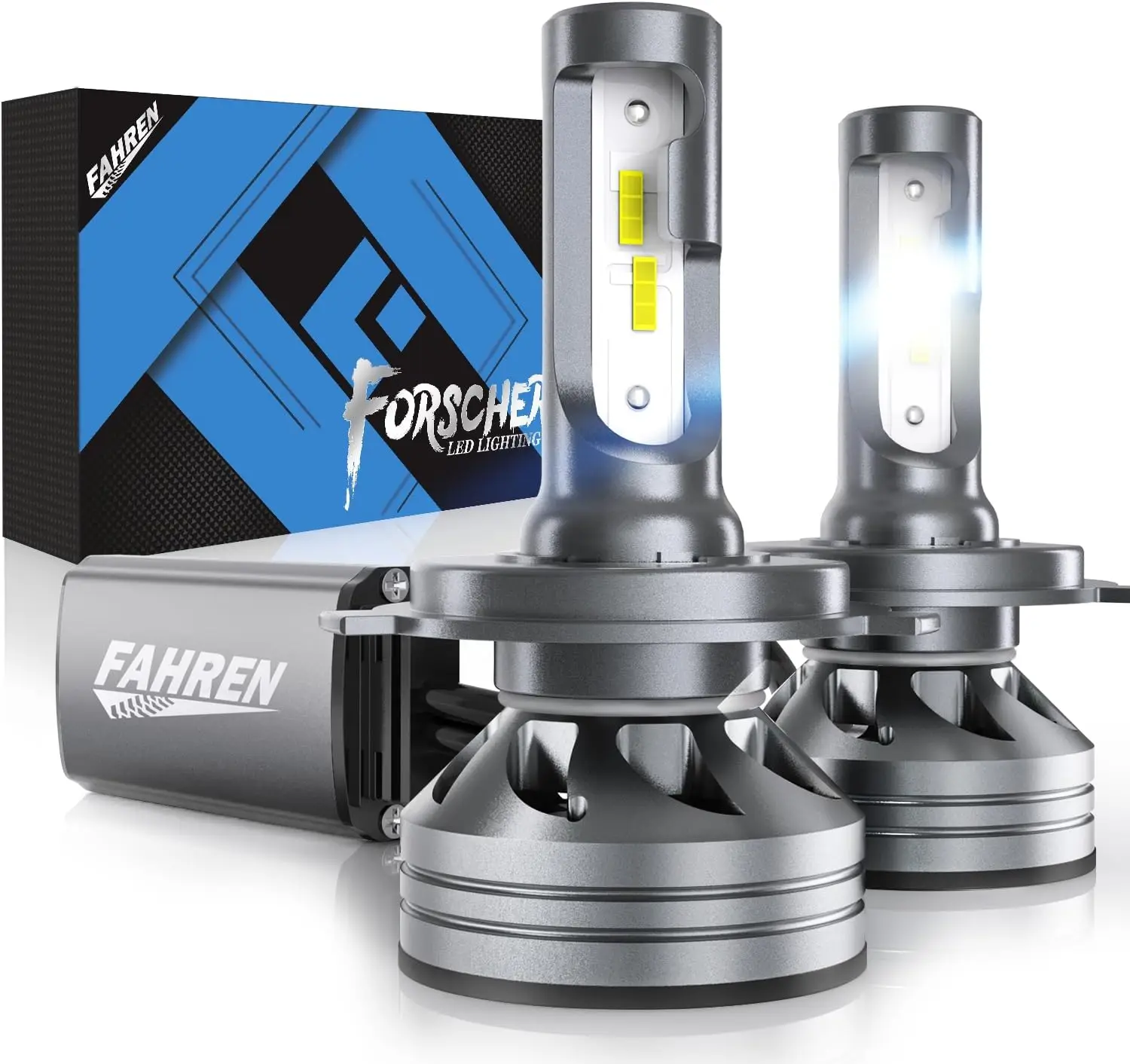 FAHREN LED H4 Light Bulb Headlights, 40000LM,9003/HB2 6500K Cool White, 60000Hrs Long Service Life with Cooling Fan, Pack of 2