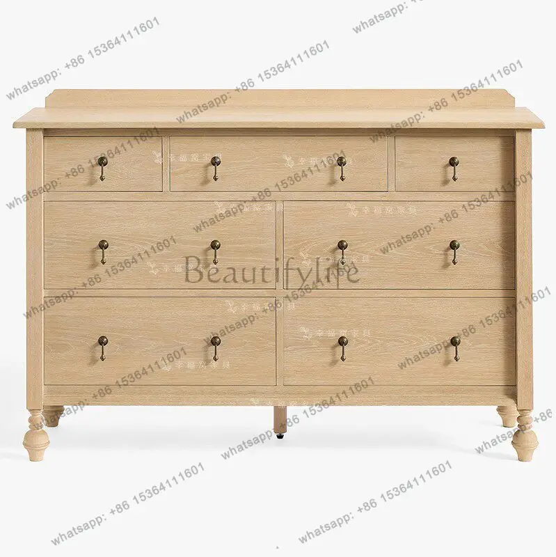 

French country oak solid wood old living room chest American retro decorative entrance cabinet