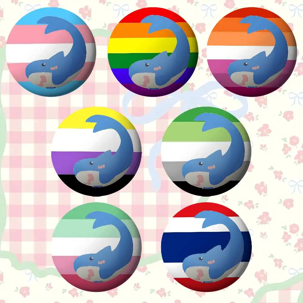 Trans Blahaj Shark Enamel Badges Tinplate Soft Button Pin Brooch Metal Badge Custom Jewelry Accessories Hat Bag Lapel view 5