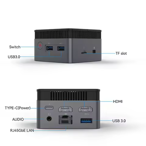 Helorpc Portable Mini PC with Inter N100 Processor 12Gb LPDDR5 M.2 SSD Support WIN10 LINUX 3xUSB3.0 2xHDMI BT4.0 WIFI Pocket pc