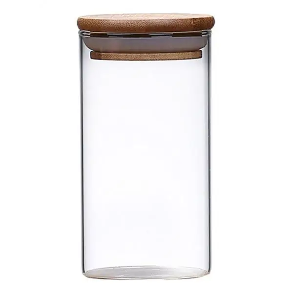 Airtight Glass Jar with Bamboo Lid Seal Storage Container Kitchen Canister for Tea Coffee Sugar Rice