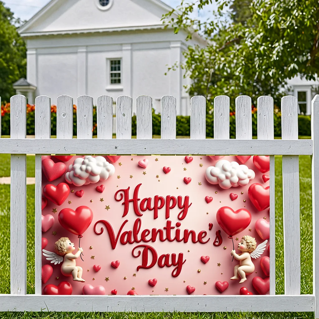 Valentine's Day Cupid Heart Backdrop Banner Decoration Party Indoor Celebration Romantic Event Anniversary Background Decoration