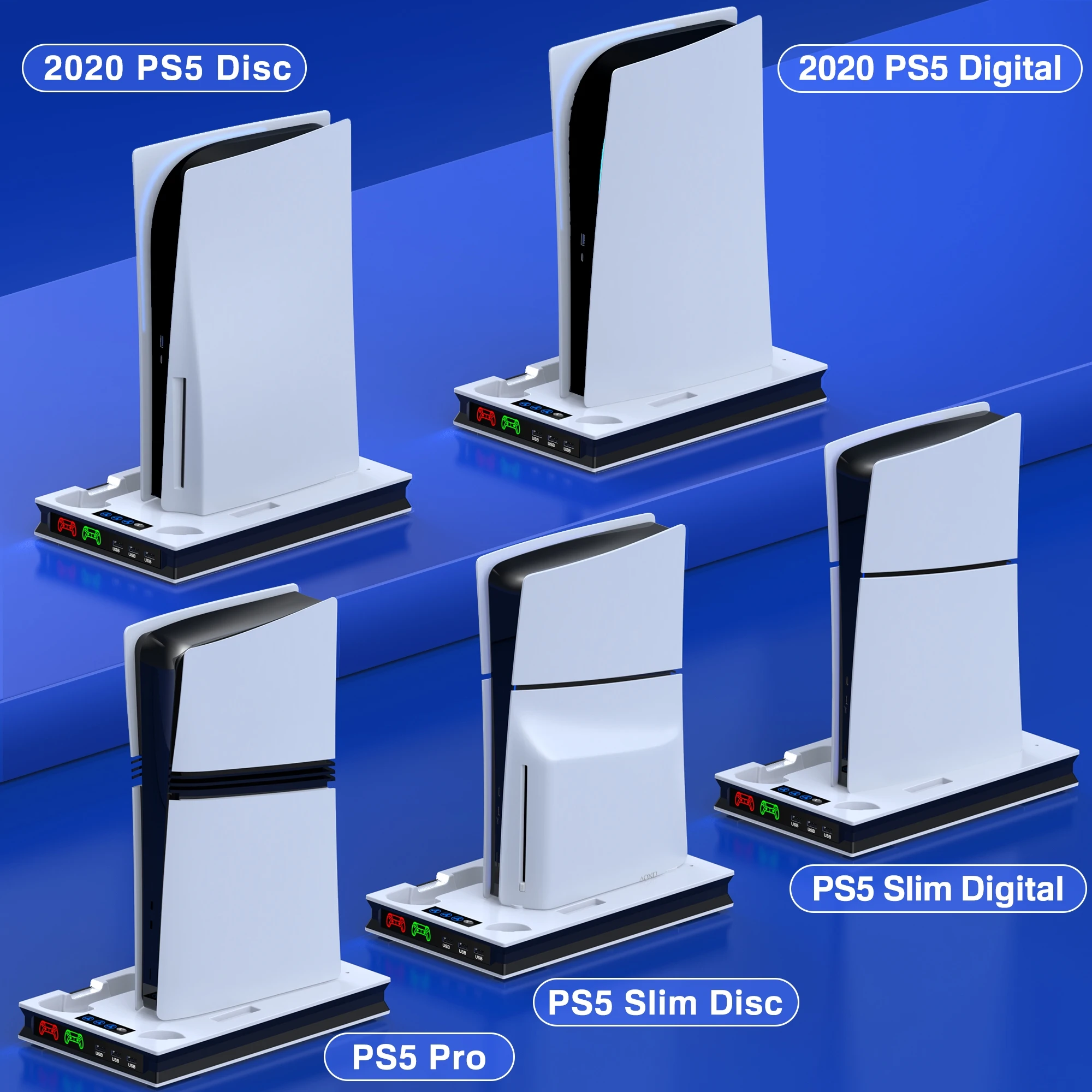 Controller Charger Vertical Cooling Stand for PS5 Pro/ps5 Slim Charging Station For SONY Playstation5 Gamepad Charging Dock