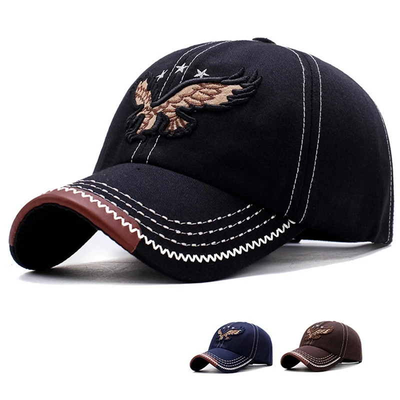 

Men's And Women's Hats Four-Season Shade Baseball Cap Eagle Embroidery Trendy Casual Sport Cotton Couple Sunscreen Sun Hat