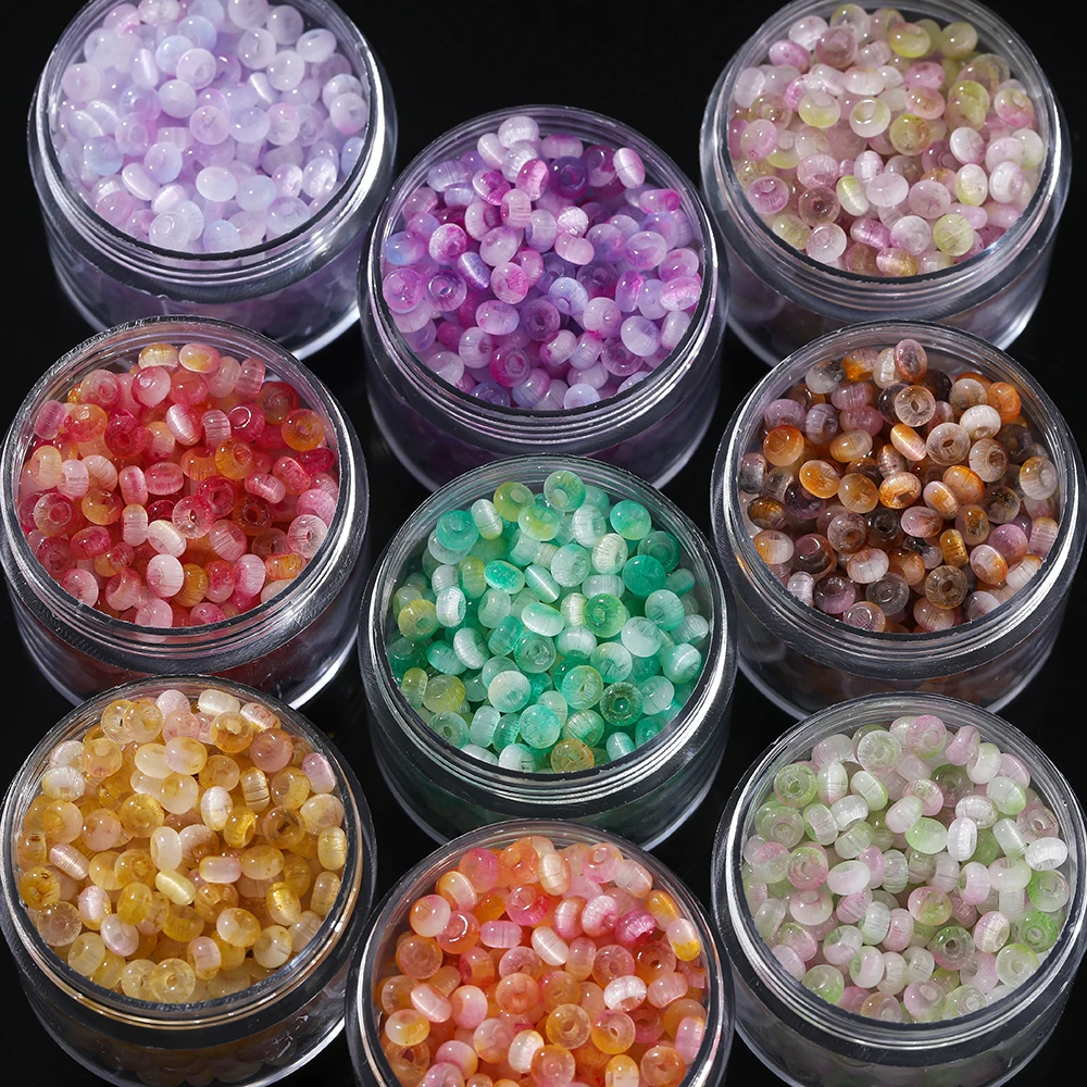 100pcs Gradient Glass Two-color Beads Cat's Eye Spacer Loose Beads for DIY Necklaces Bracelets Crafts Jewelry Making Supplies