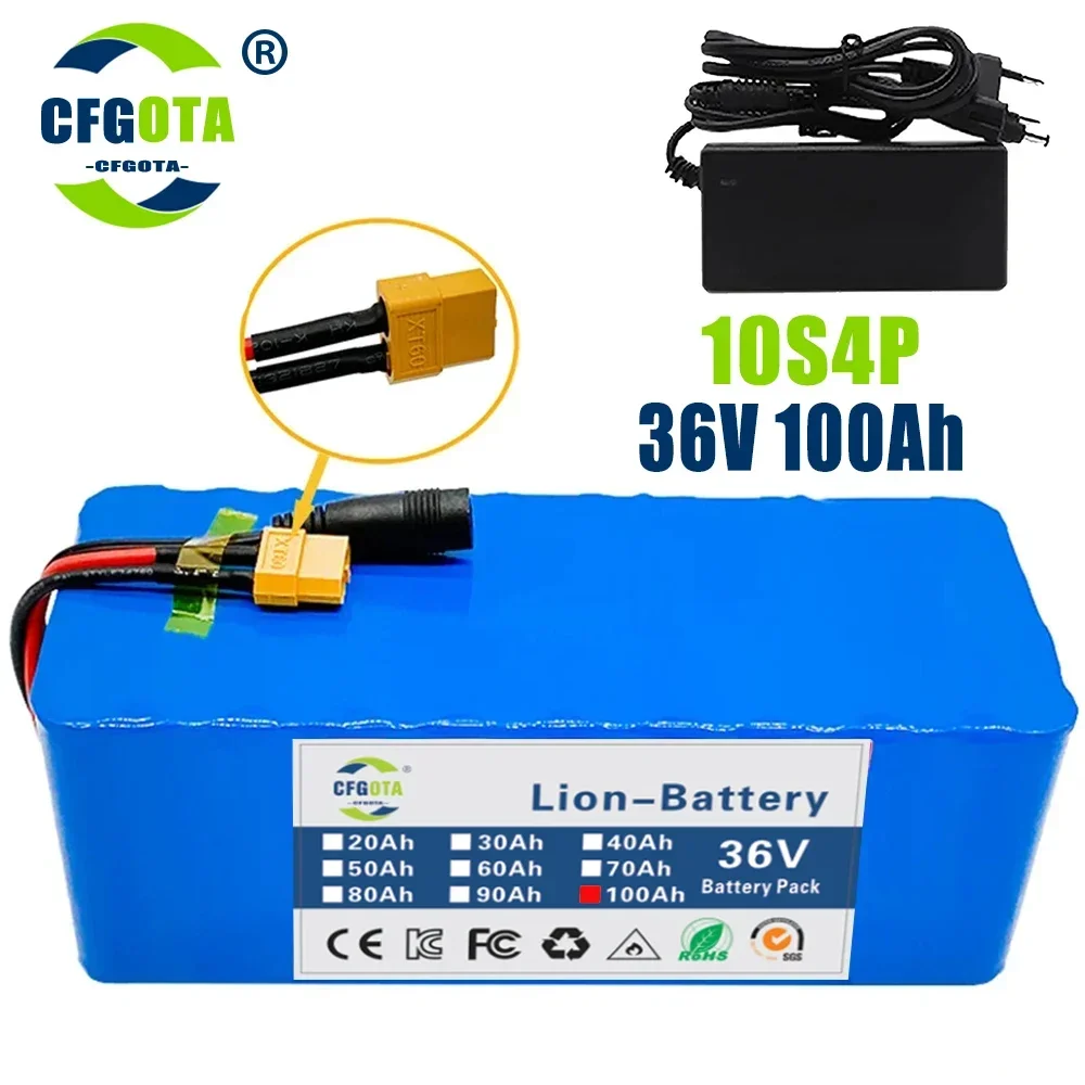 

36V 10S4P 100Ah pack 500W high power42V 100000mAh Ebike electric bicycle BMS 42v battery with xt60 plug