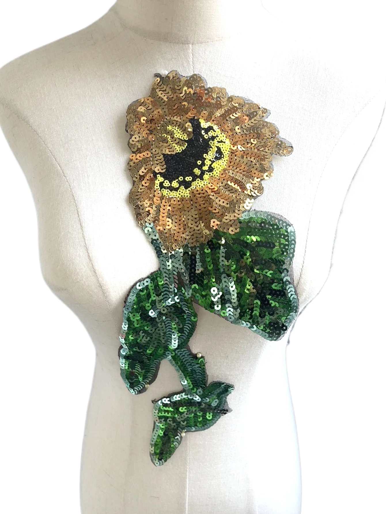 Patch à paillettes de tournesol pour vêtements et accessoires, patch à coudre brillant, design floral, mode, 1 pièce