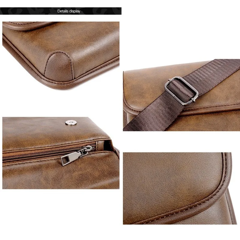 Vintage Men's shoulder bag trendy crossbody small bags retro PU leather handheld phonebag