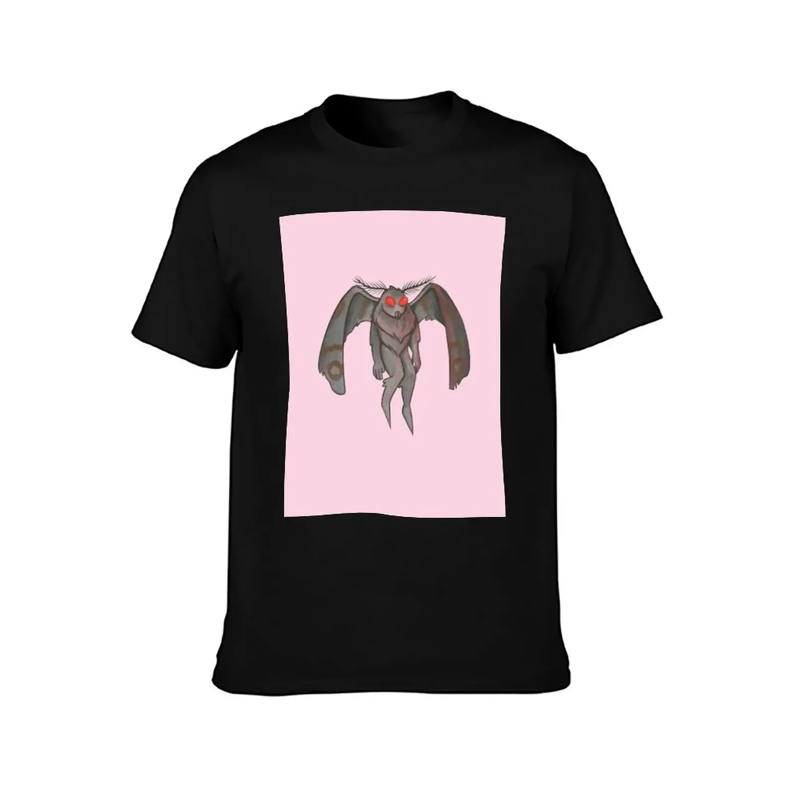 Mothman (pink background) T-Shirt football t shirt street wear fitted t shirts for men