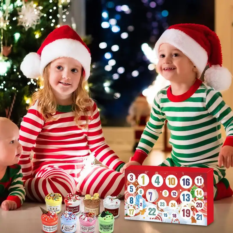 子供のためのスライムアドベントカレンダー,クリスマスカウントダウン,楽しいおもちゃ,24日間のおもちゃ