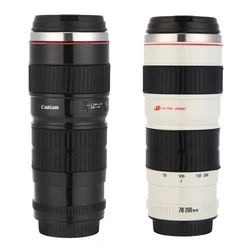 400mL Stainless Steel Coffee Tea Mug Camera Lens Shaped Water Cup with Lid Gifts
