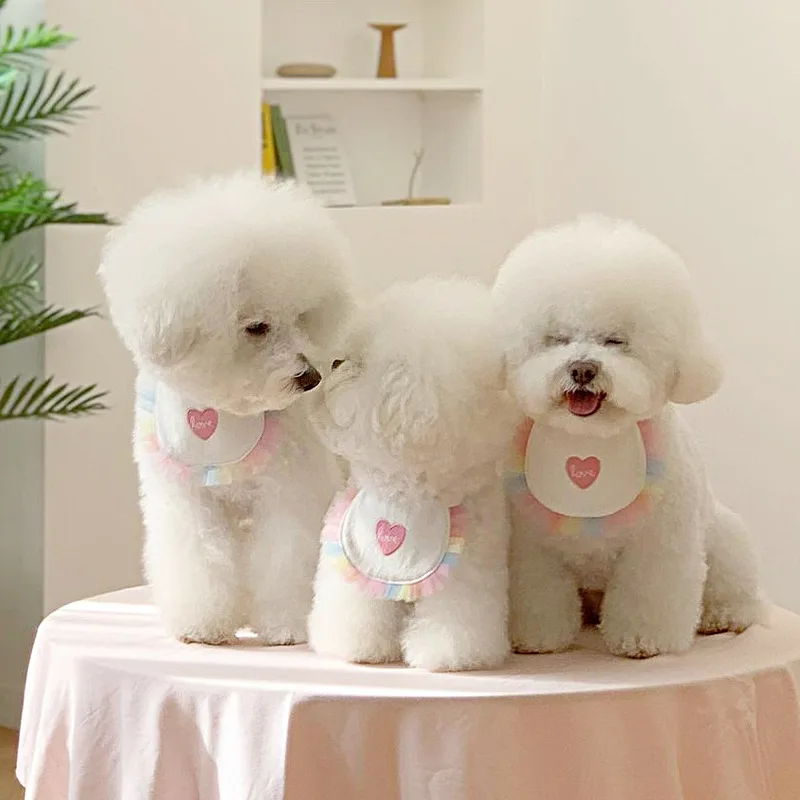 ins Dog Cat Love Bib Pet Saliva Towel Bichon Teddy Hiromi Bib Cat Pets Triangle Scarf Cat Saliva Towel Cat Dog-accessories