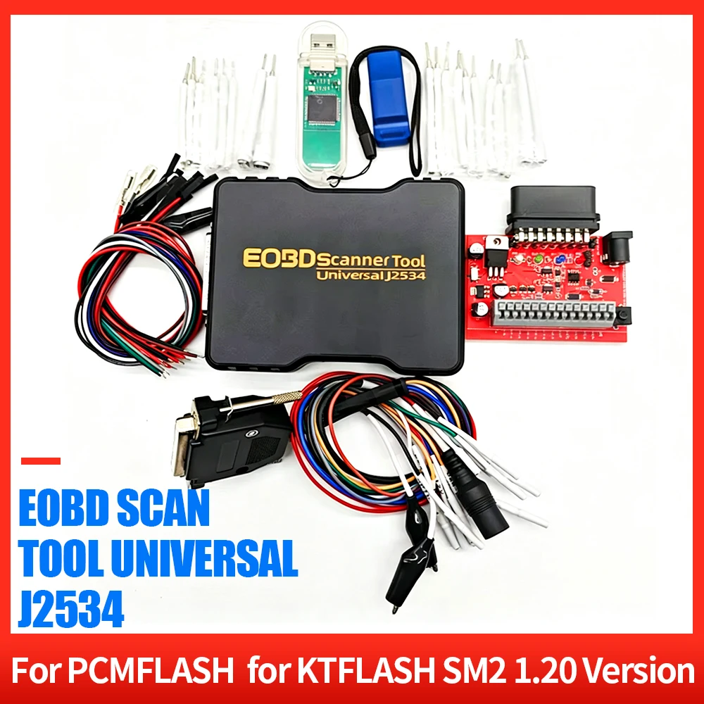 Professional J2534 EOBD Diagnostic Scanner Supports PCMFLASH & KTFLASH SM2 1.20 Version Car ECU Read Write Programming Tool