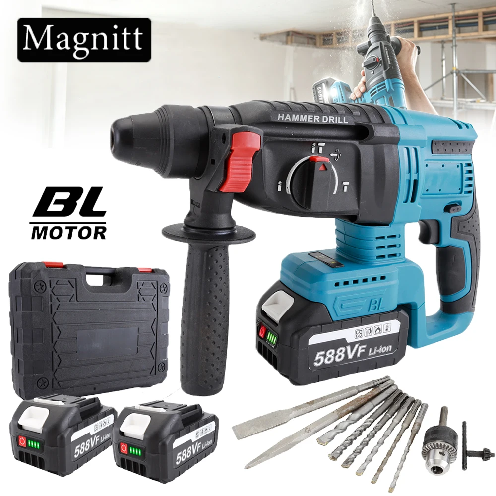26mm Bürstenloser Elektrischer Bohrhammer Kabelloser Multifunktionaler Schlagbohrhammer für Makita 18V Akku
