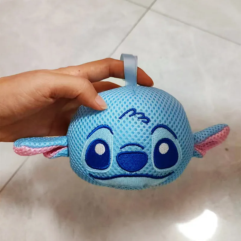 Disney Anime Stitch Bath Ball Cartoon Cute kids Bath Flowers Bathroom Soft Foaming Bath Ball with Hanging Rope for Children toys