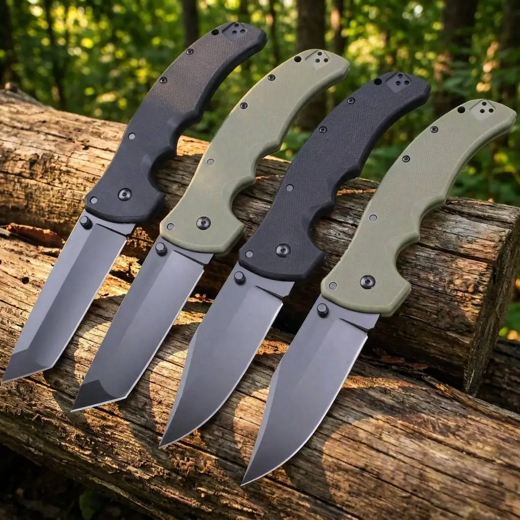 EDC Pocket Knife AUS10A Titanium plating in black Blade G10 Handle Camping Hunting Knife Tools For Men Gift