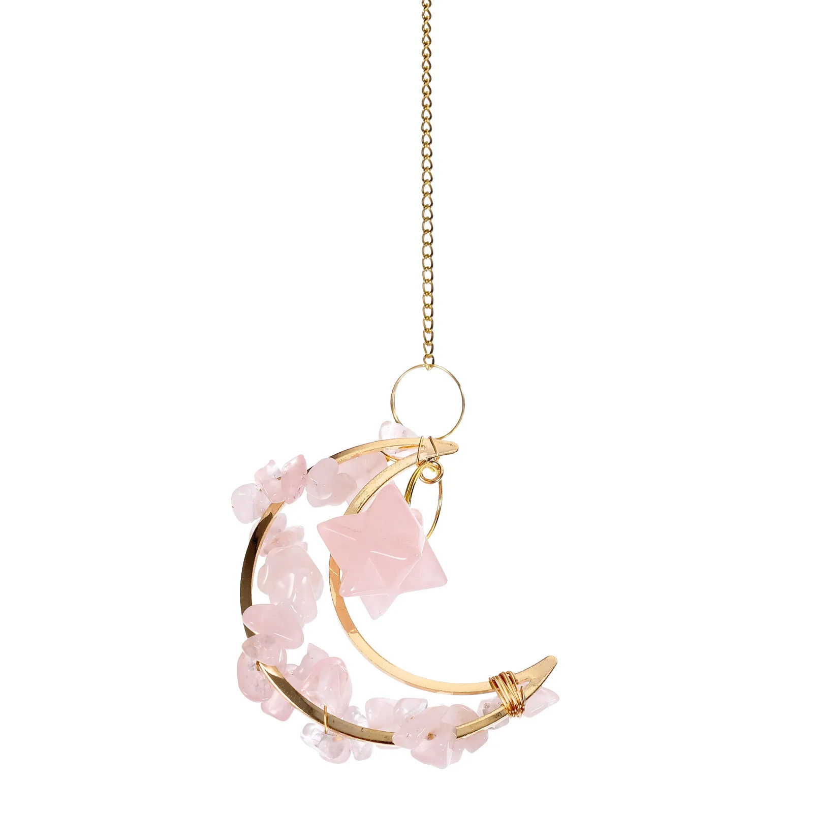 

Moon Shaped Crystal Hanging Decor Sun Catcher for Window Garden Indoor Light Reflector Prism Pendant Home Office Bedroom