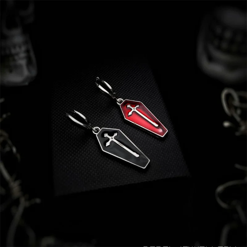 أقراط على شكل نعش قوطي، صليب مصاص دماء، إيمو، بديل، قوطي، قهوة، أقراط نسائية، أقراط رجالية، مجوهرات فاسق