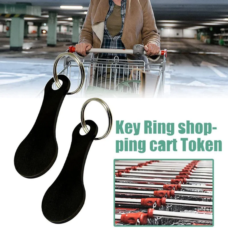 2 pezzi Carrello Shopping Token Trolley Portachiavi Portachiavi Moneta Quarto Generi Alimentari Supermercato Portachiavi Anello in metallo Cambia Sblocca monete