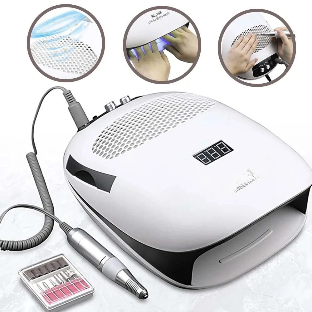 140W 3-in-1 Multifunctional Nail Machine Vacuum Cleaner Electric Drill UV LED Lamp For Nail Salon