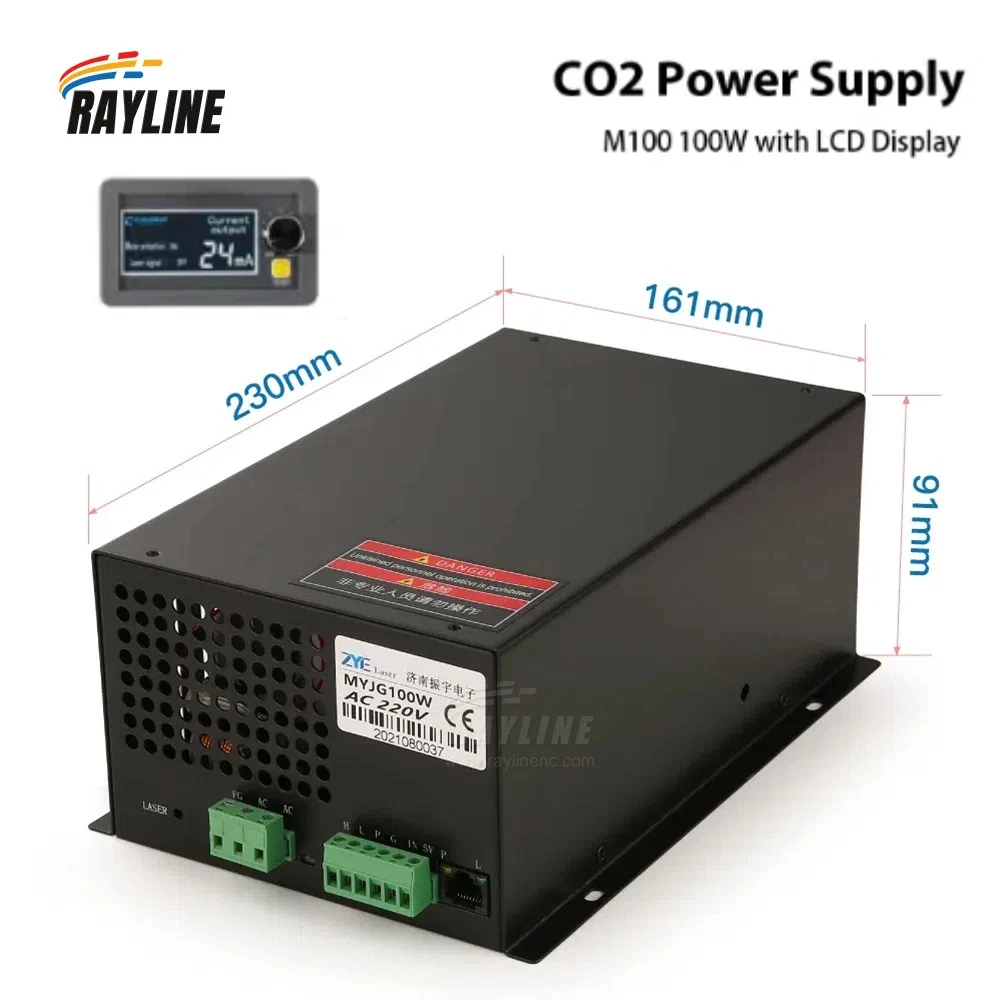 100W Co2 Laser Voeding 110V/220V Met Lcd-Scherm Optioneel Voor Co2 Snij-En Graveermachine Glazen Buis Hout Leer