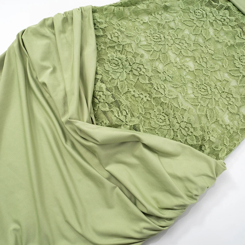 CUTENOVA 2025 สตรีฤดูร้อนใหม่ปิดไหล่สีทึบPatchworkลูกไม้บางสะโพกชุดยาวเซ็กซี่Elegant Dresses