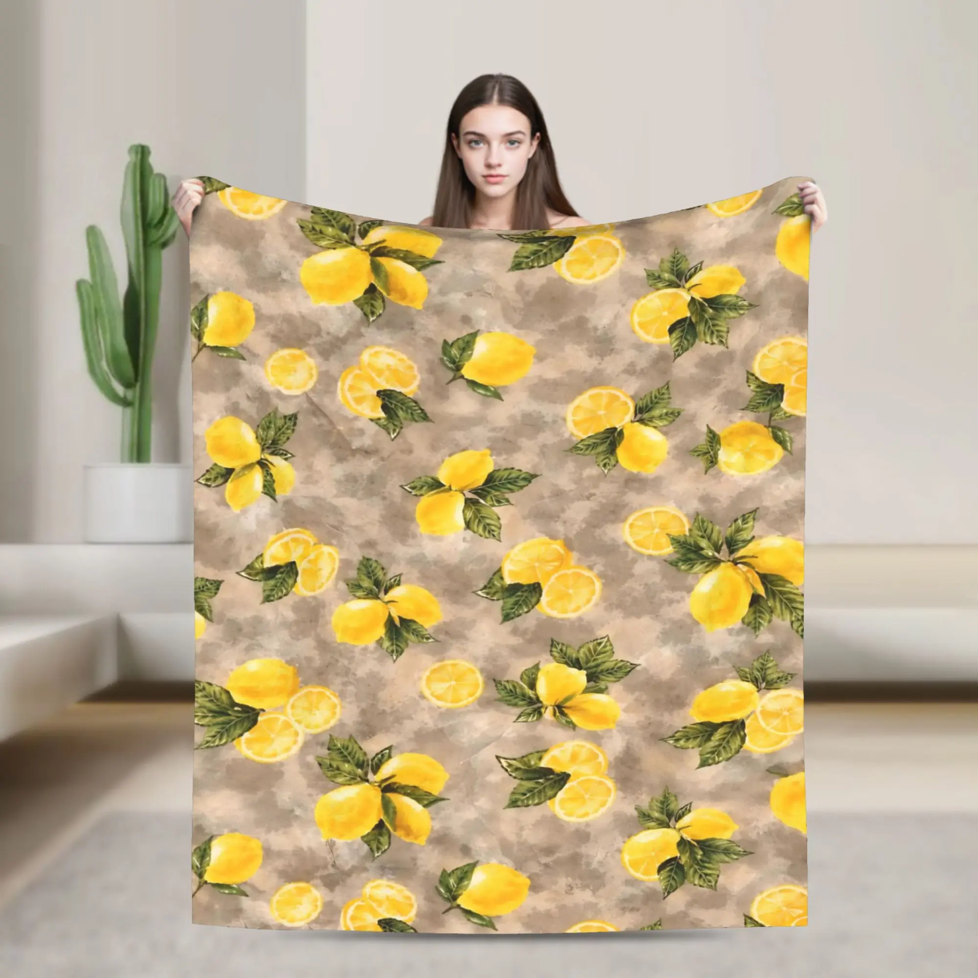 Lemon Sicily Rectangle Blanket Flannel  Multifunction Ultra-Soft Throw Blankets for Bedroom Quilt