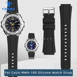 20MM Silicone Rubber Strap For CASIO watch band male MWA-100 MWA-100HD-1A  mwa-100h black Wristbands Bracelet Accessories