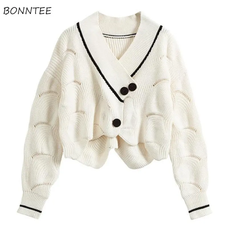 

Cropped Cardigan Women White Designer Sweet Knitwear Кардиган Preppy Girlish Kawaii Temper Vintage Panelled Personality Kpop Ins