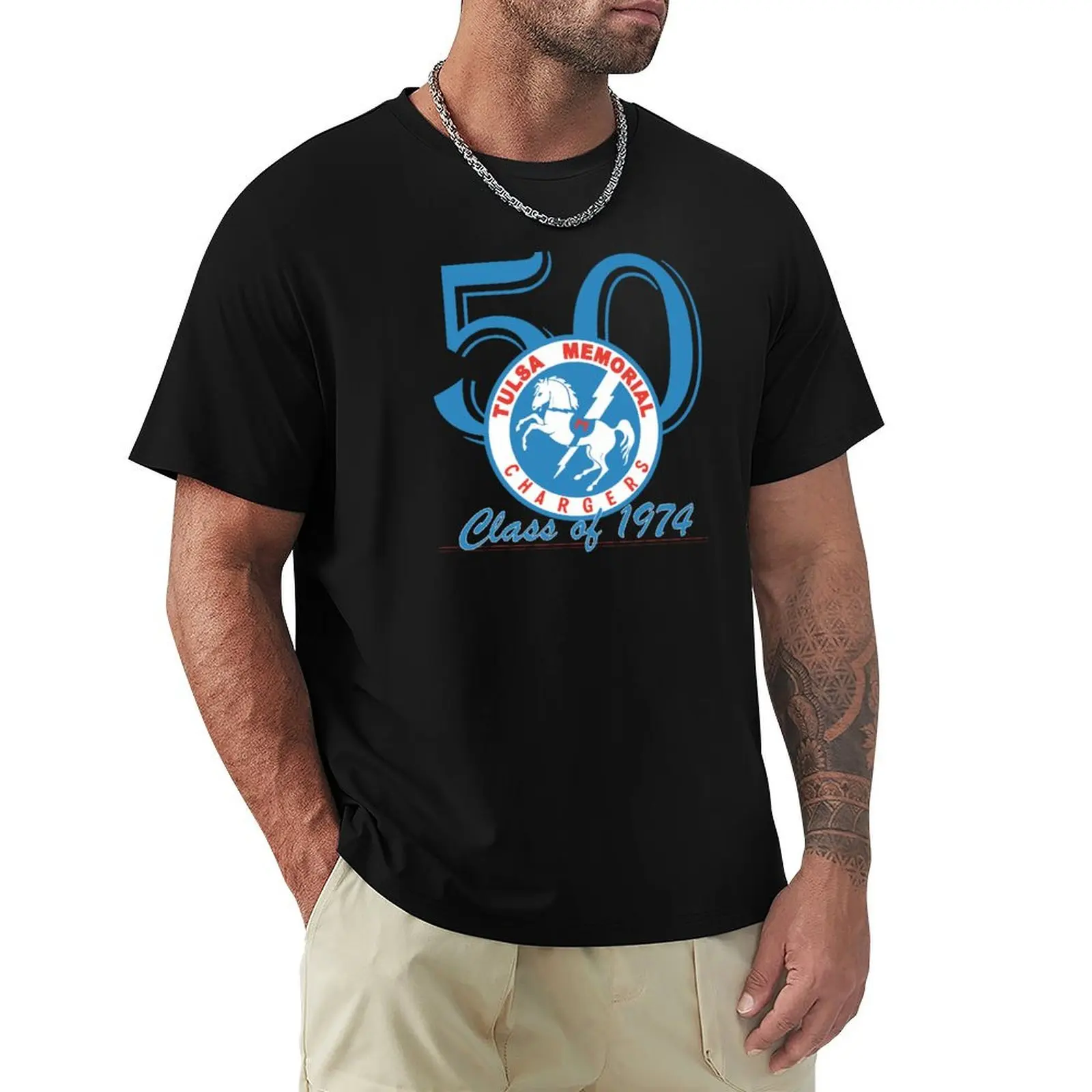 Large Print - Tulsa Memorial Class of '74 T-Shirt Odor Resistant Short Sleeve Top