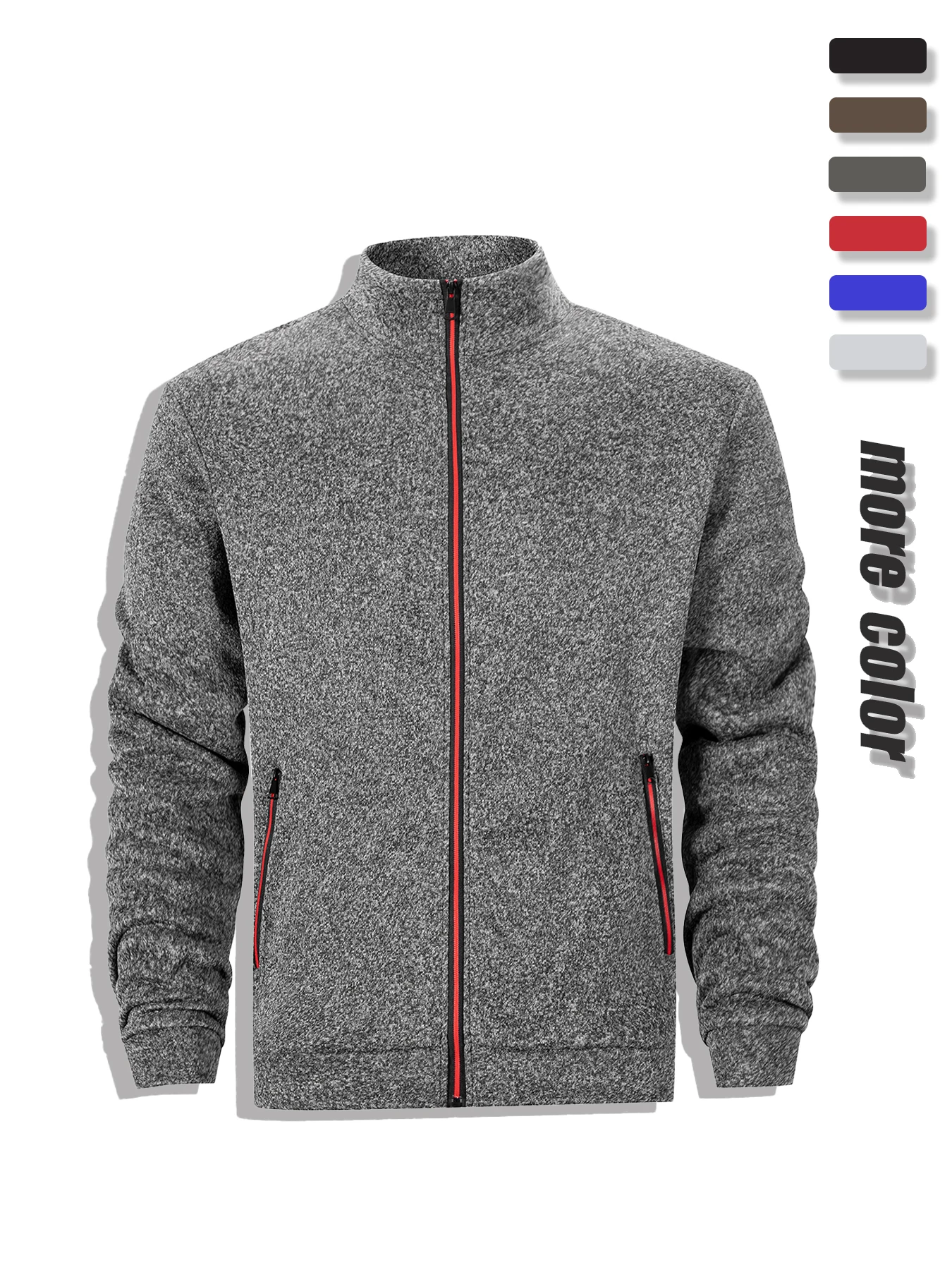 Men's Casual Sweatshirt Jackets Full Zip Up Cardigan Stand Collar
